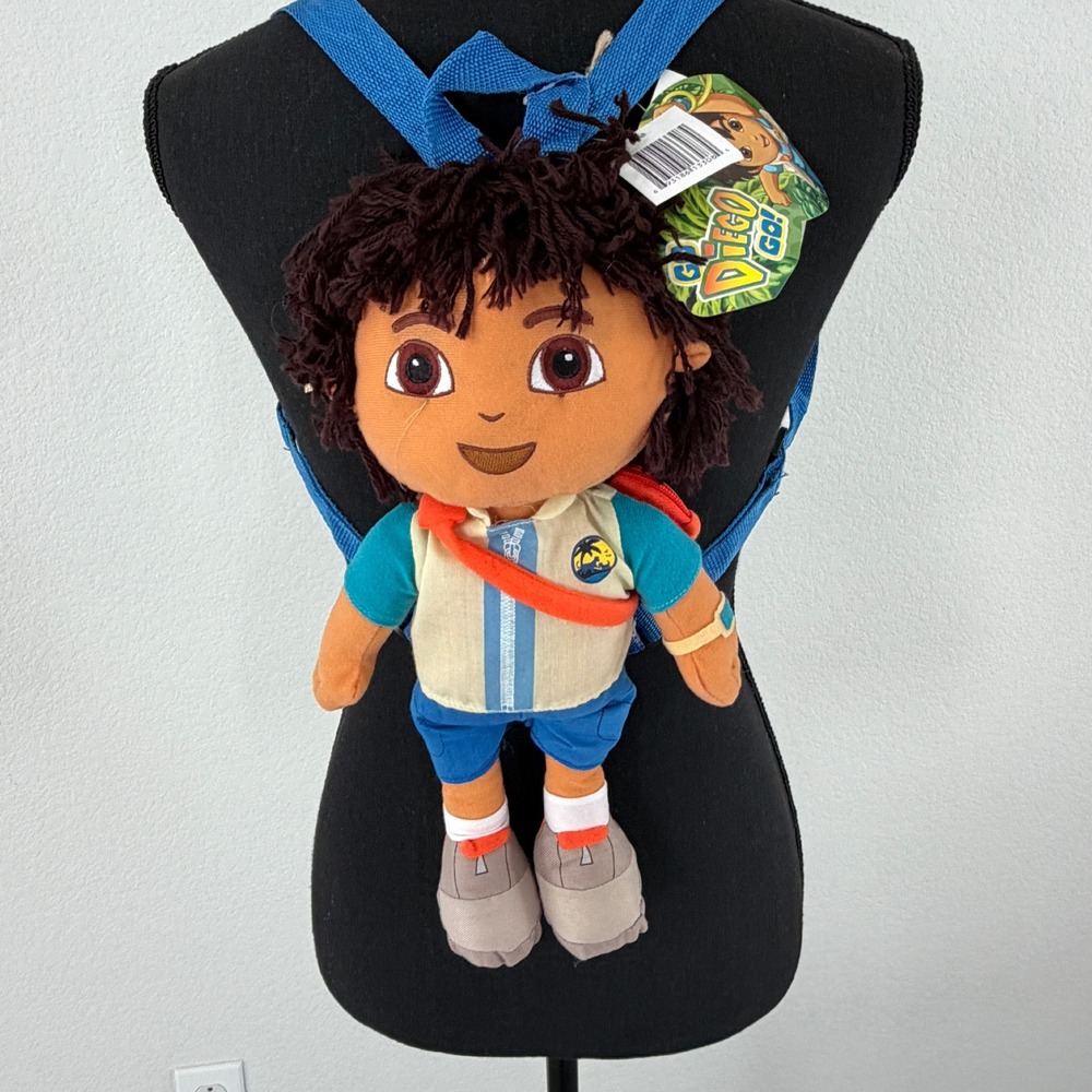 Nickelodeon Go Diego Go Plush Character Backpack Kids 20" Vintage Y2K NWT New - Picture 2 of 8